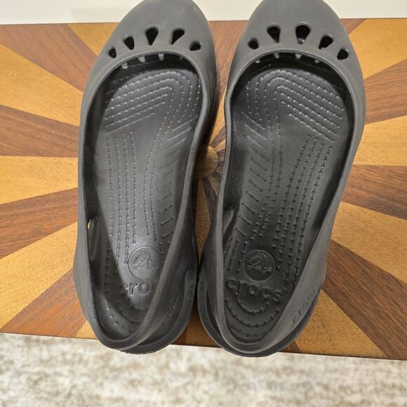 CROCS Kadee Ballet Flats Womens 7 Slip-On Shoes Sandals Mary Jane Black Rubber - Picture 8 of 14